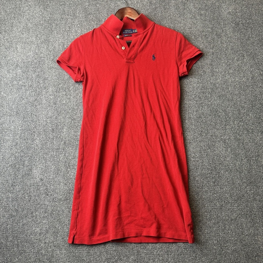 Polo Ralph Lauren Dress Womens XS Red The Mesh Mini‎ Polo Shirt Casual Knit Chic